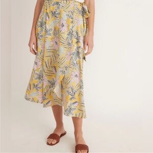 Marine Layer Yellow Floral Wrap Skirt